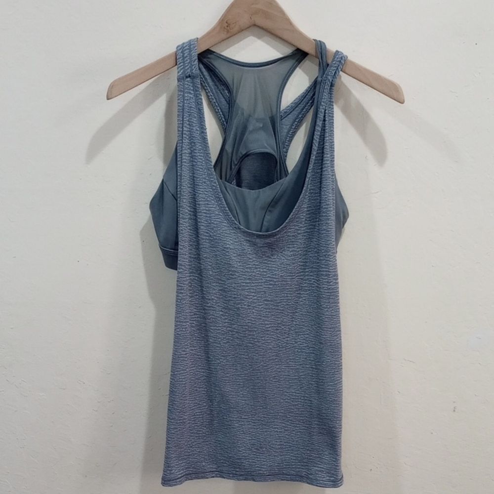 Lululemon Glide and Stride Gray Built in Sports Bra Running Shirt Gray Ice 12 - Picture 10 of 15
